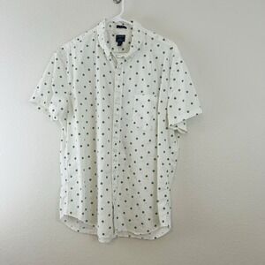 J.Crew Men's Slim Fit Flex Shirt White Shamrock Lucky Clover Embroidery Size XL